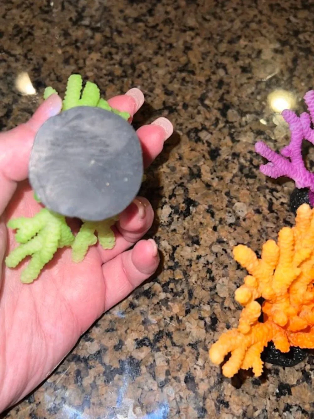 Neon colored coral reef, set of 3, plastic fish tank decoration